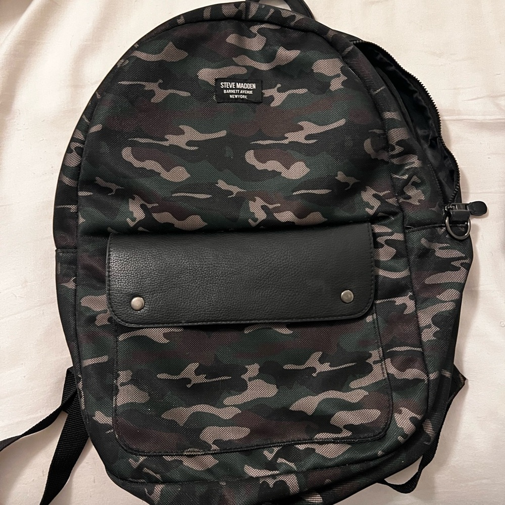 Steve Madden Green Camouflage Backpack with Black Pocket